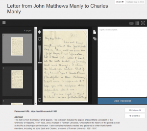 Screenshot of transcription interface
