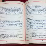 Page opening from a pre-printed daily diary, with handwritten entries