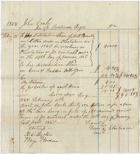 Handwritten page from plantation record book