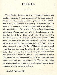 Partial page of William Weston Patton's Conscience and Law. New York: M. H. Newman & Co., 1850.