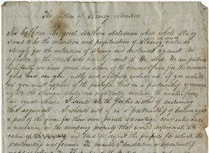 Handwritten essay on slavery