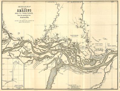 Map of Amazon River in Brazil, circa 1879 