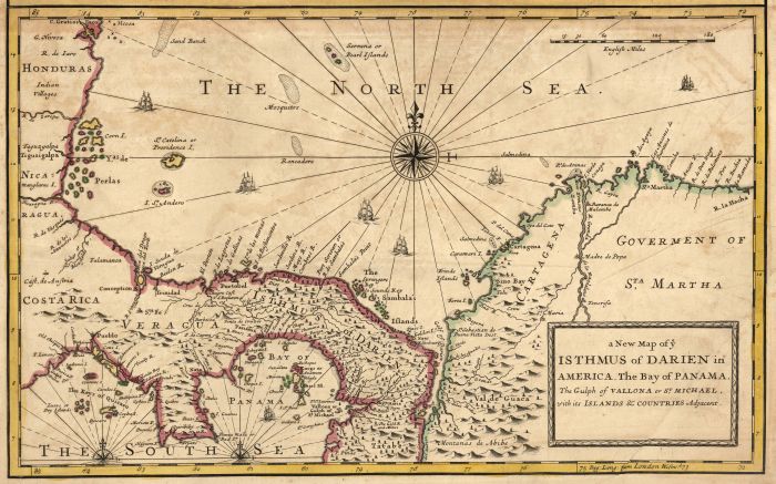 Map of modern Panama and surrounding territory, 1721