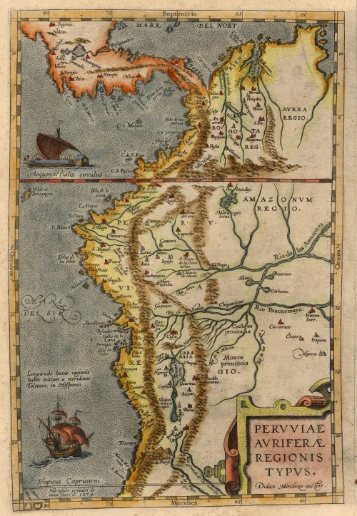 Map of the west coast of Central America and South America down to the Tropic of Capricorn, 1574